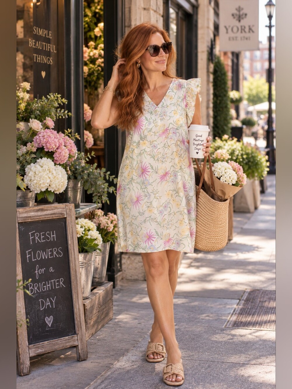 Joie Linen floral ruffle sleeve shift dress new with tags size 1XL